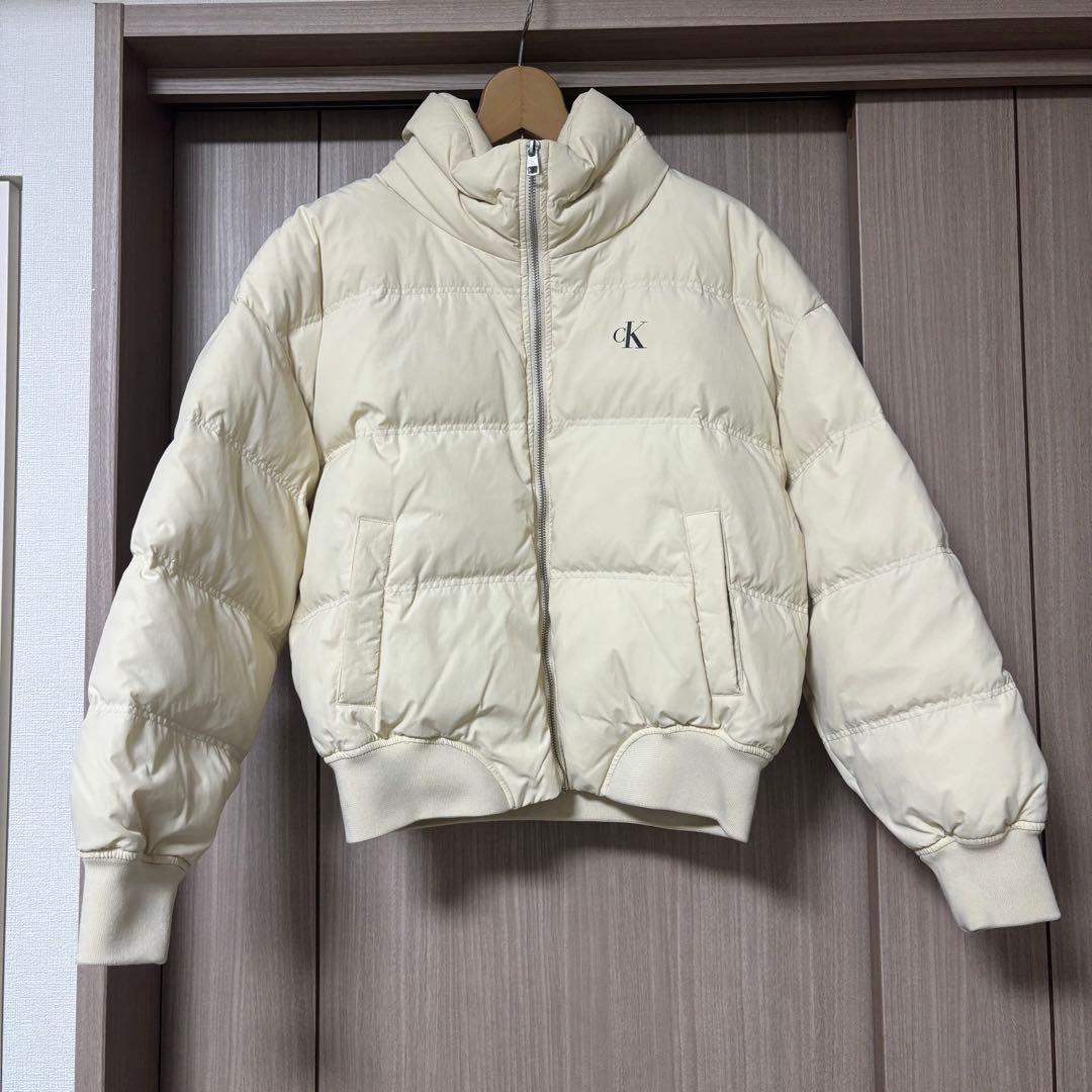 夢*♫様 カルバンクライン ジーンズ ダウンジャケット S 白 ホワイト クリー
