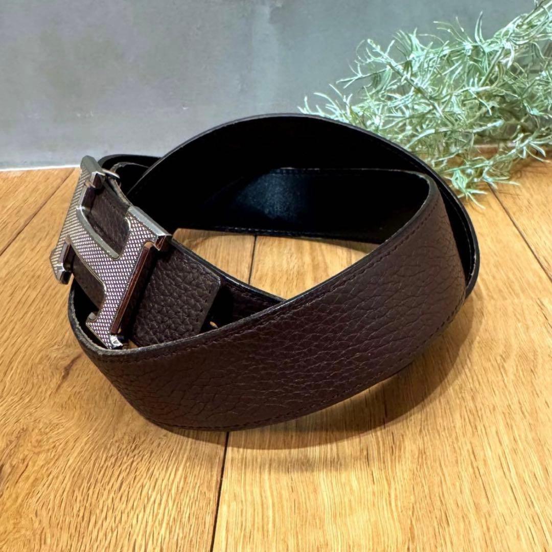 HERMES エルメス コンスタンス ベルト ブラック×ブラウン Hバックル