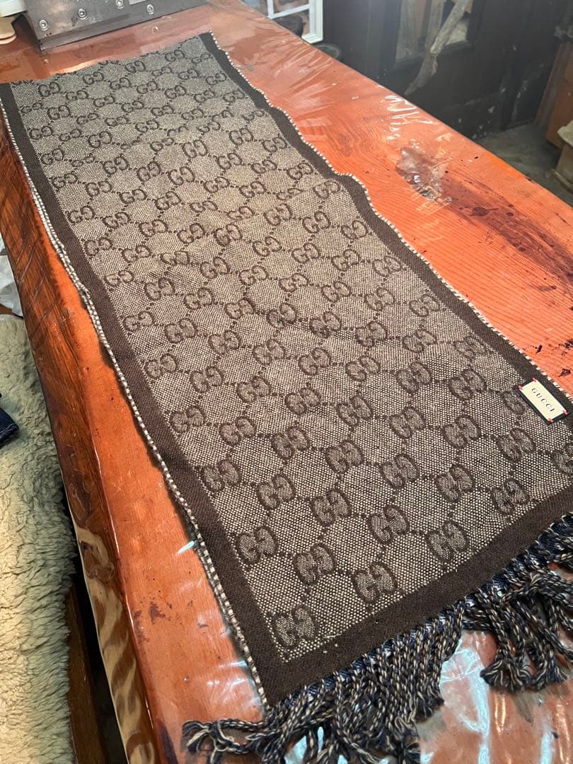 GUCCI GGロゴマフラー ブラウン　古着