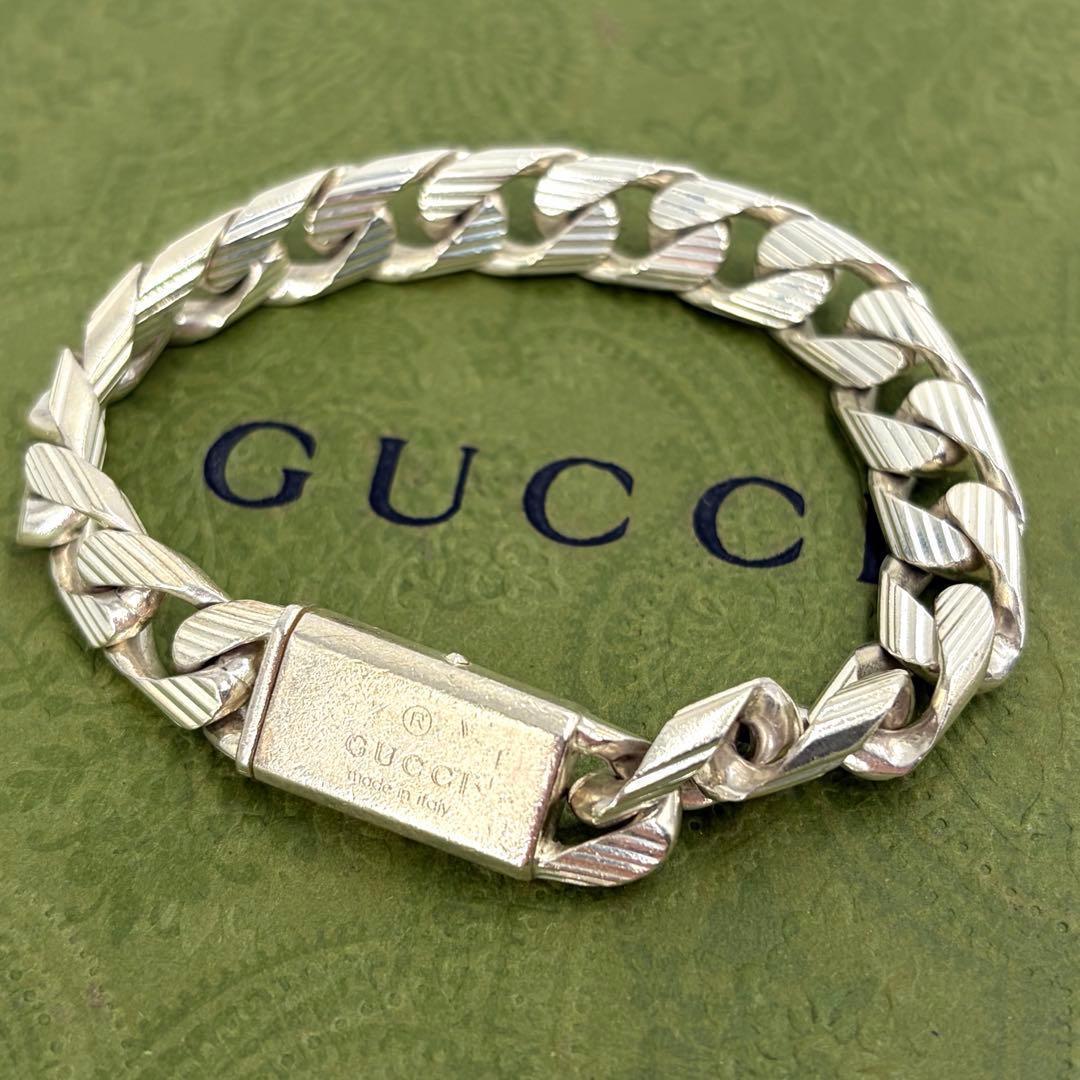 グッチ ブレスレット 喜平 ストライプ シルバー 925 GUCCI 913