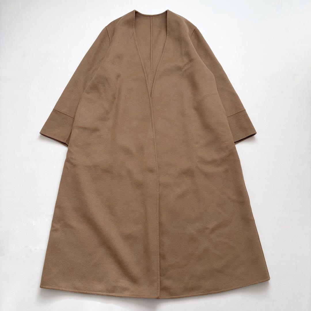 極美品　プラージュ ハミルトンノーカラーコート ウールリバー ダブルフェイス