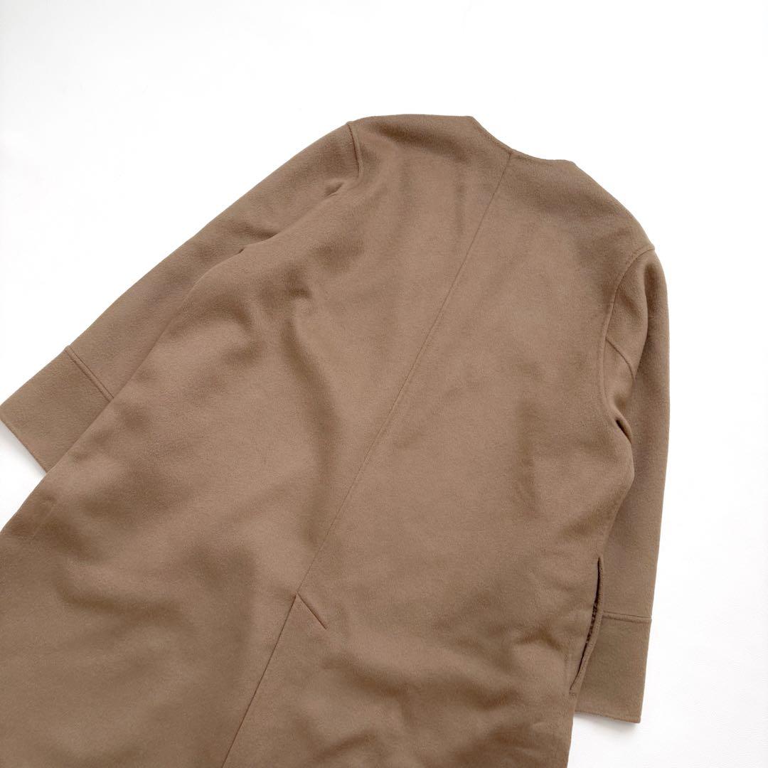 極美品　プラージュ ハミルトンノーカラーコート ウールリバー ダブルフェイス