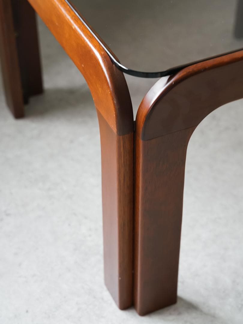 70-80's vintage スモーク ガラステーブル ミッドセンチュリー