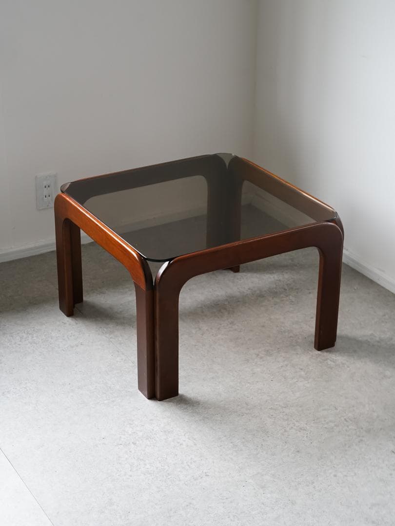 70-80's vintage スモーク ガラステーブル ミッドセンチュリー