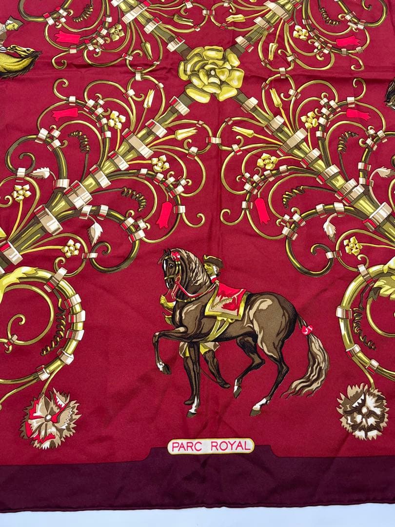a0105-2エルメス　HERMES　パルク　ロイヤル　カレ90　スカーフ　赤