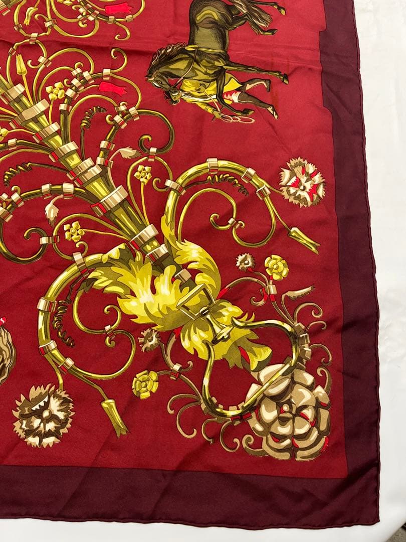 a0105-2エルメス　HERMES　パルク　ロイヤル　カレ90　スカーフ　赤