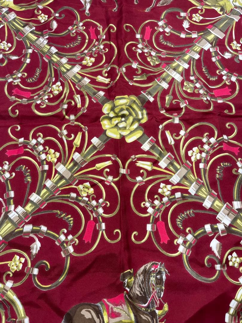 a0105-2エルメス　HERMES　パルク　ロイヤル　カレ90　スカーフ　赤