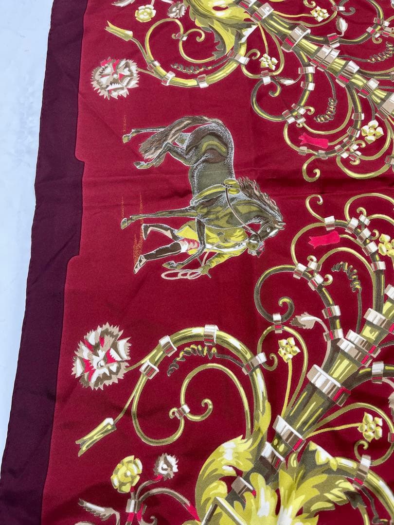 a0105-2エルメス　HERMES　パルク　ロイヤル　カレ90　スカーフ　赤