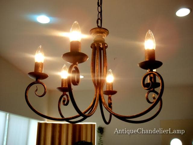 【錆茶】シンプル6灯シャンデリアランプペンダントランプヨーロピアンティークモダン