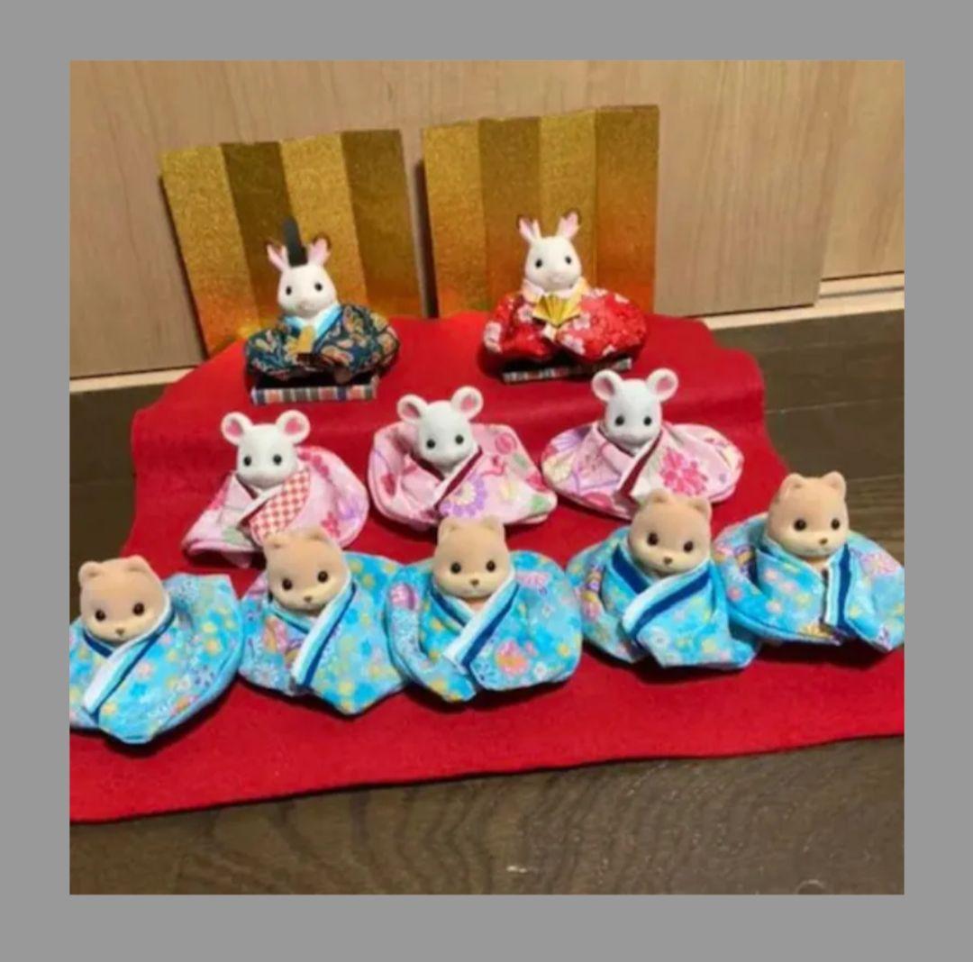 シルバニア雛人形 三人官女 五人囃子の衣装