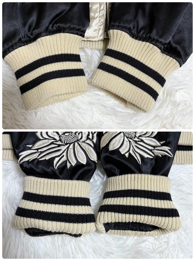 【入手困難】 DOG TOWN スカジャン 黒龍 髑髏 侍 全面刺繍 金 M