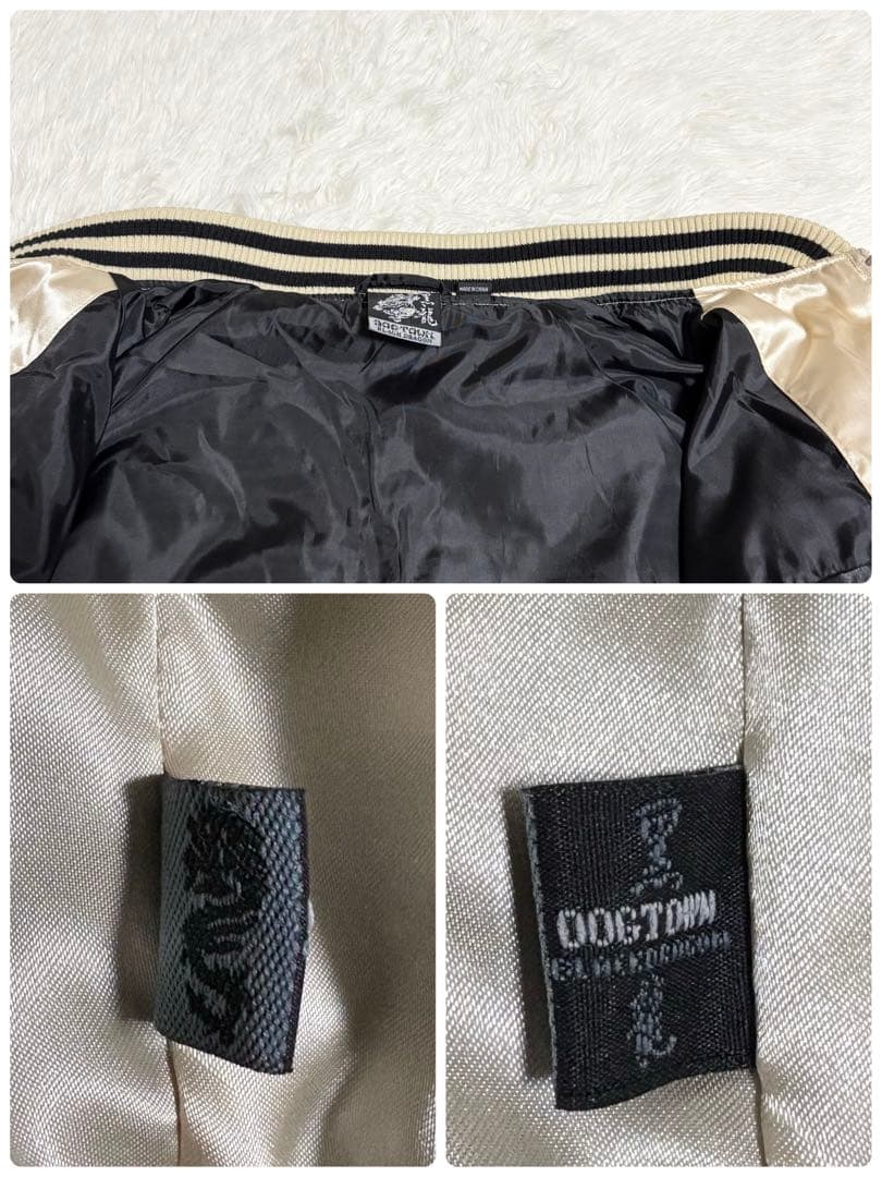 【入手困難】 DOG TOWN スカジャン 黒龍 髑髏 侍 全面刺繍 金 M