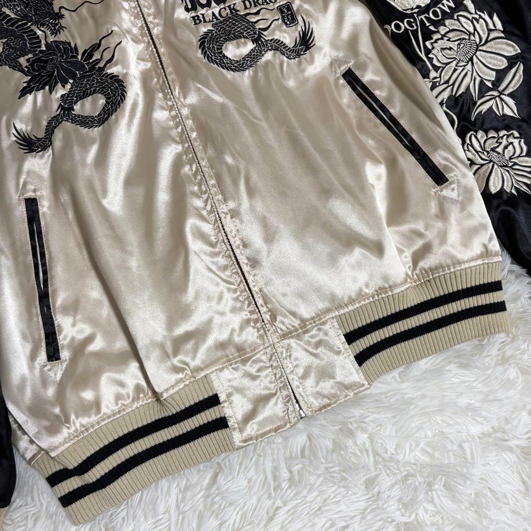 【入手困難】 DOG TOWN スカジャン 黒龍 髑髏 侍 全面刺繍 金 M