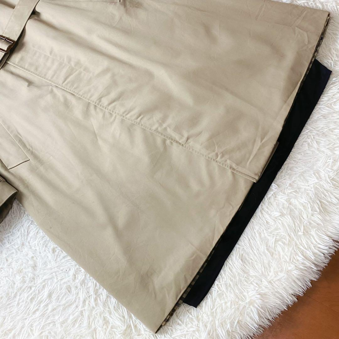 1値下げ中 アクアスキュータム ベルト ラグランクラブチェックステンカラーコート