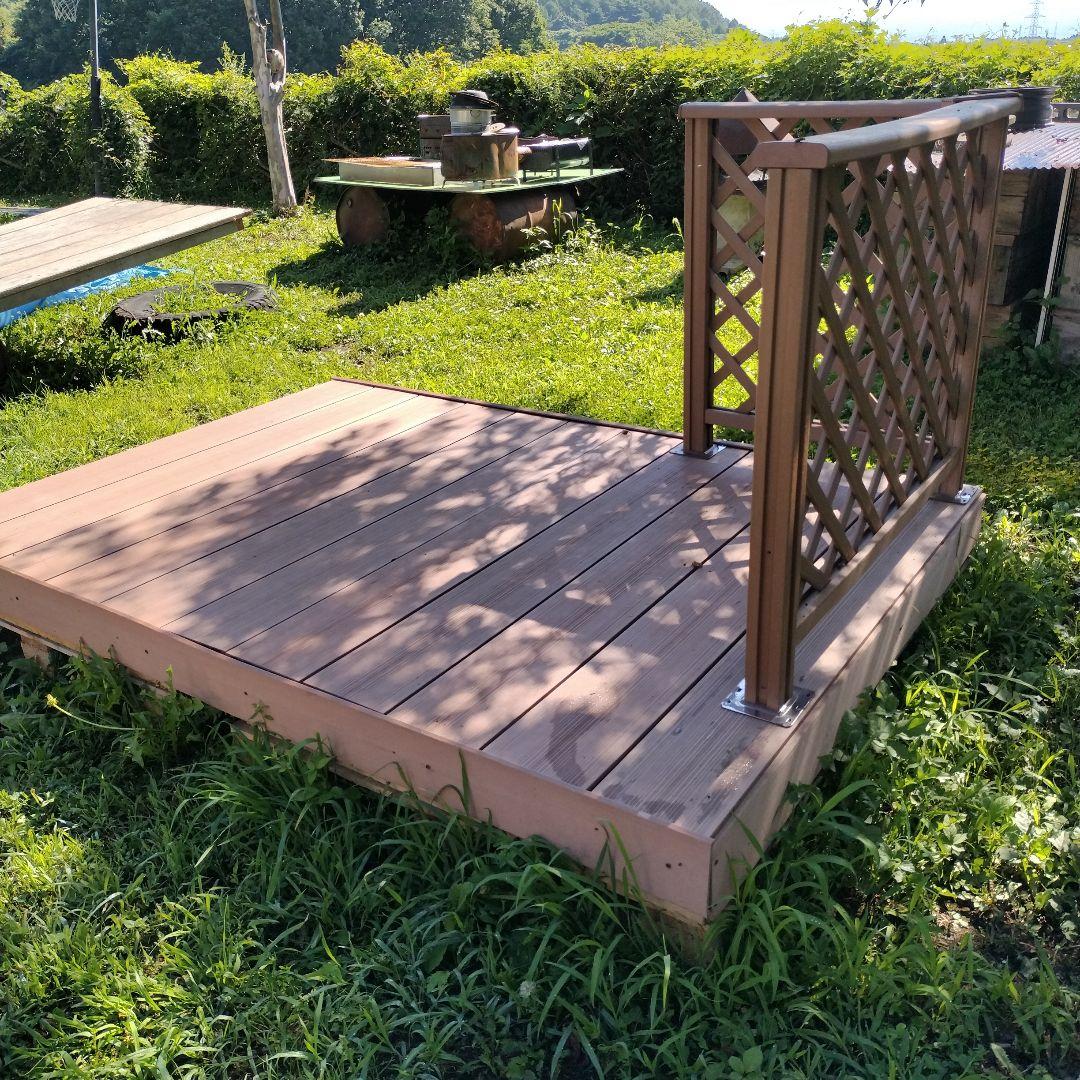 大型　ウッドデッキ　デッキ　人工木　樹脂　フェンス付き　耐久性　引き取り　岩手