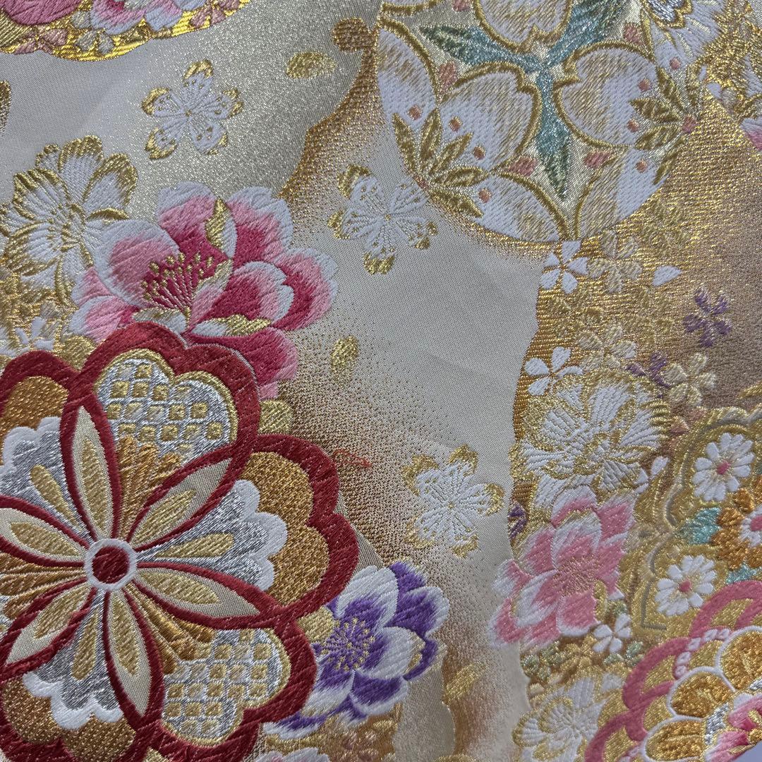 逸品 振袖7点フルセット 金駒刺繍 成人式 謝恩会　卒業式　黒地　ピンク