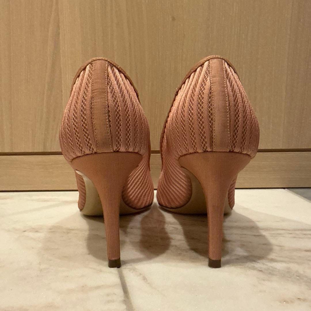 【美品】フェラガモ エレガントピンクリボンハイヒール7.5cm　サイズ7