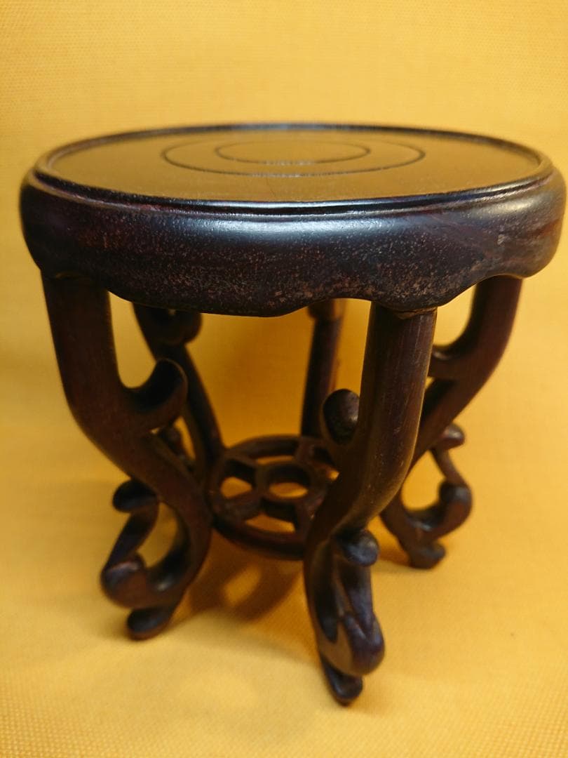 唐木　花台　香炉台　中国古玩　置物　インテリア　工芸品　美術品　A2983