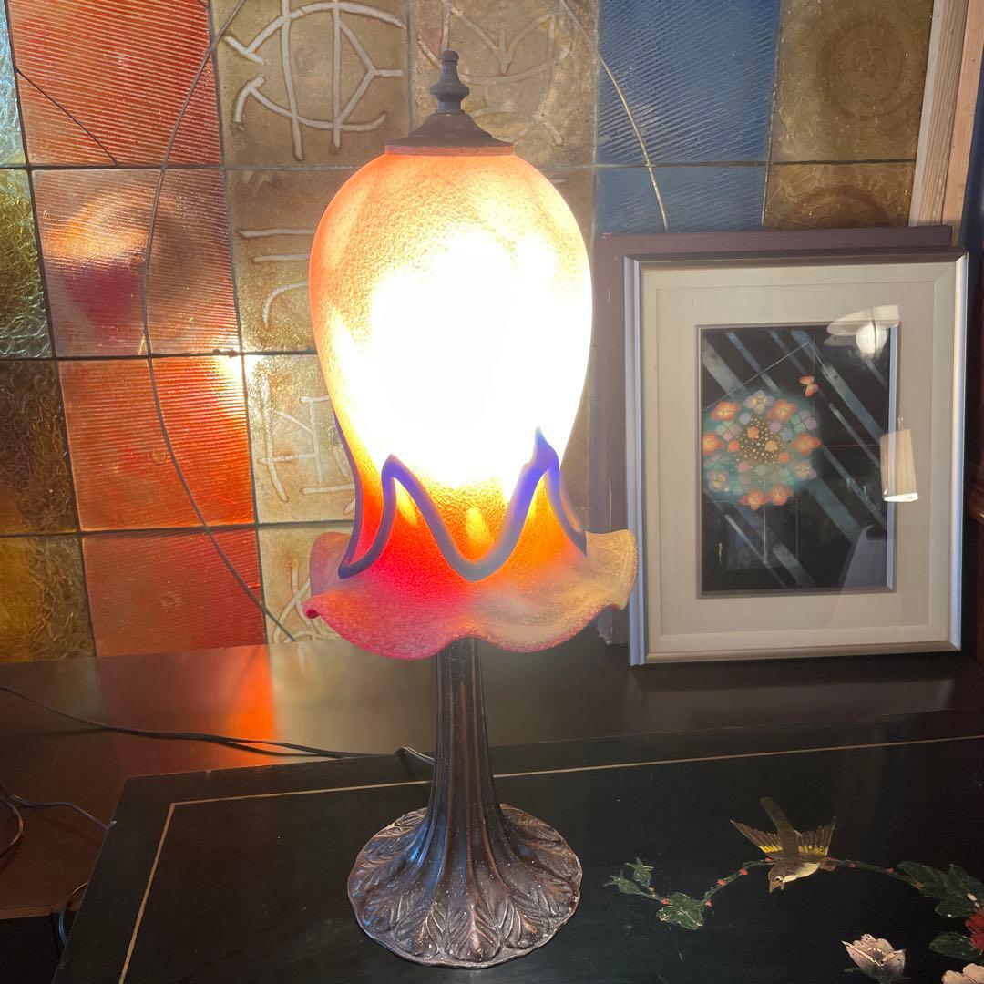 沖縄・琉球ガラス　名工・稲嶺盛吉作　 琉球ガラスランプ