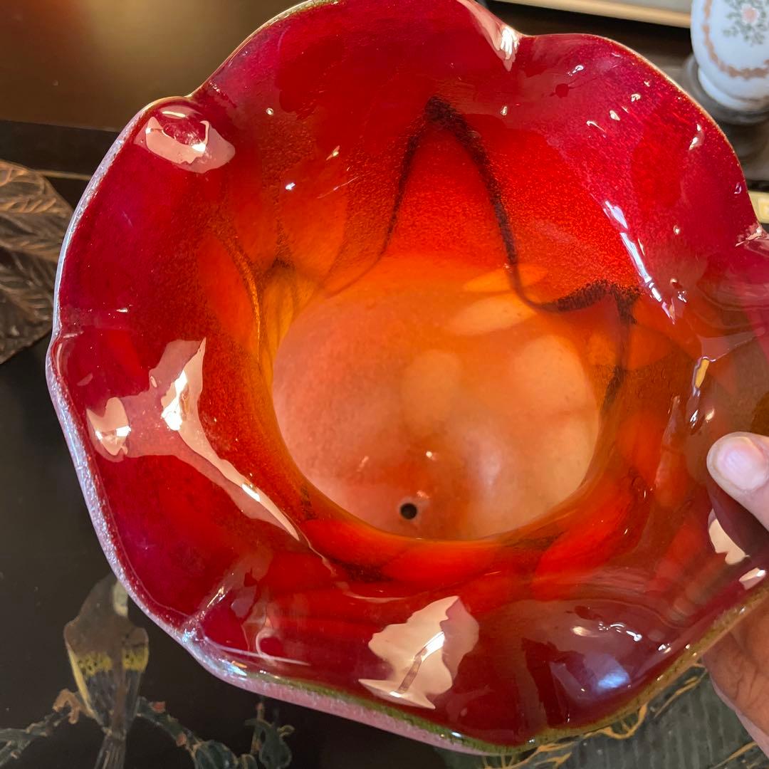 沖縄・琉球ガラス　名工・稲嶺盛吉作　 琉球ガラスランプ