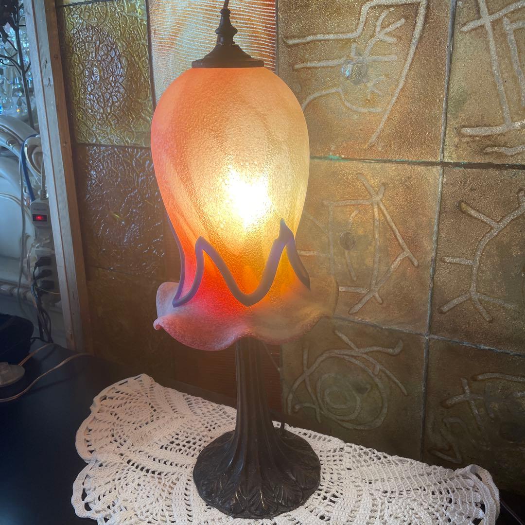 沖縄・琉球ガラス　名工・稲嶺盛吉作　 琉球ガラスランプ