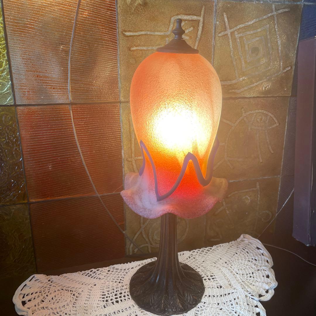 沖縄・琉球ガラス　名工・稲嶺盛吉作　 琉球ガラスランプ