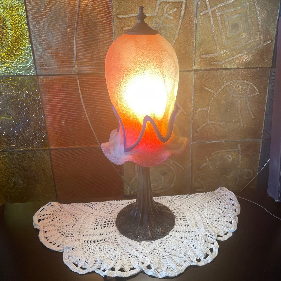 沖縄・琉球ガラス　名工・稲嶺盛吉作　 琉球ガラスランプ