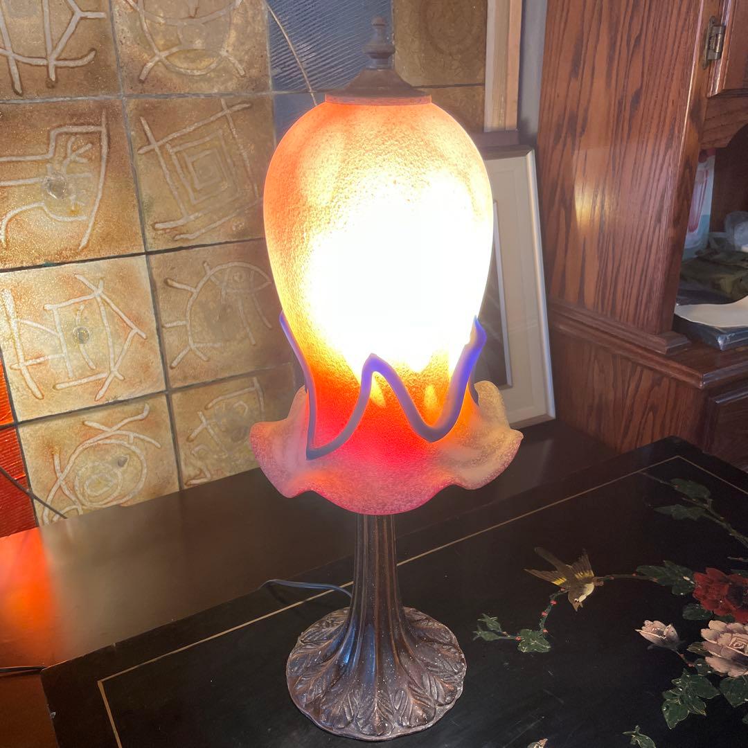 沖縄・琉球ガラス　名工・稲嶺盛吉作　 琉球ガラスランプ