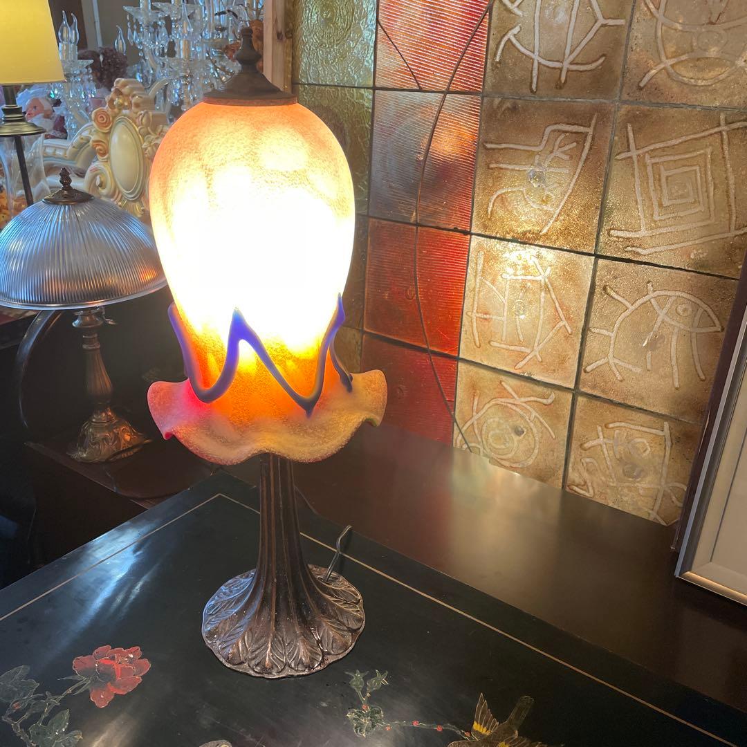 沖縄・琉球ガラス　名工・稲嶺盛吉作　 琉球ガラスランプ