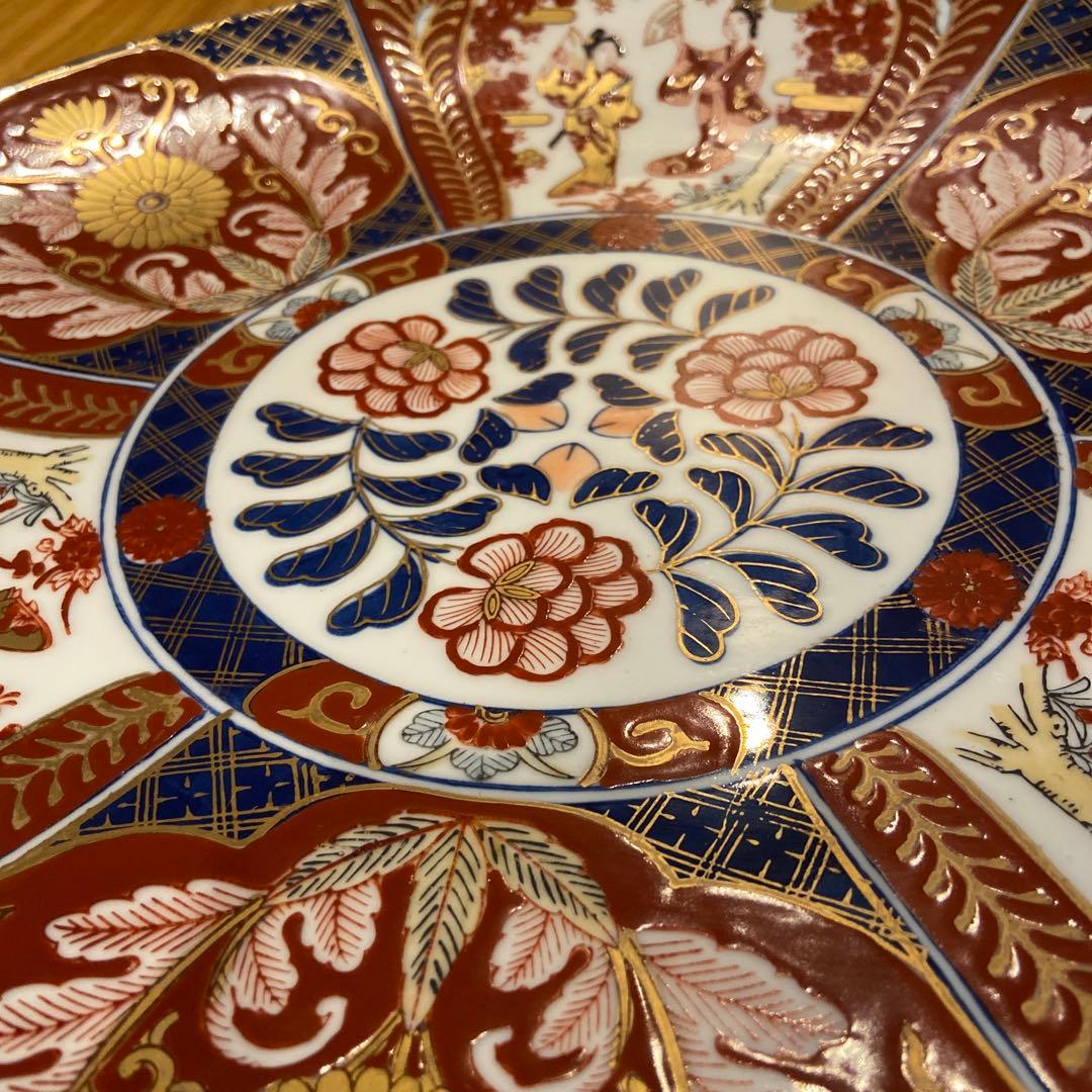 有田焼 秀峰 額皿 大皿 飾皿 金襴手 金彩 古伊万里絵付遊女図 10寸