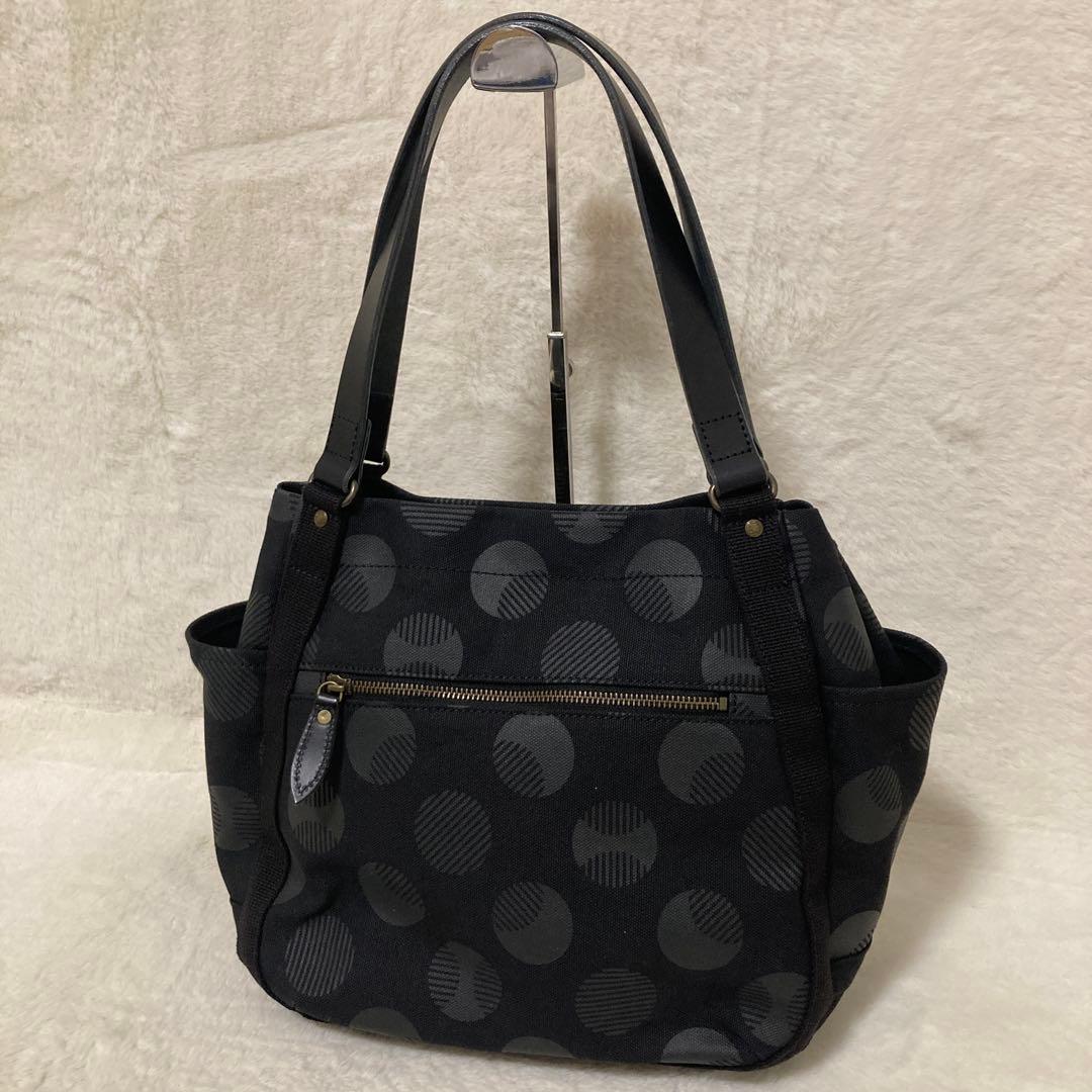 極美品 Dakota ダコタ ピット トートバッグ レザー 水玉 ブラック