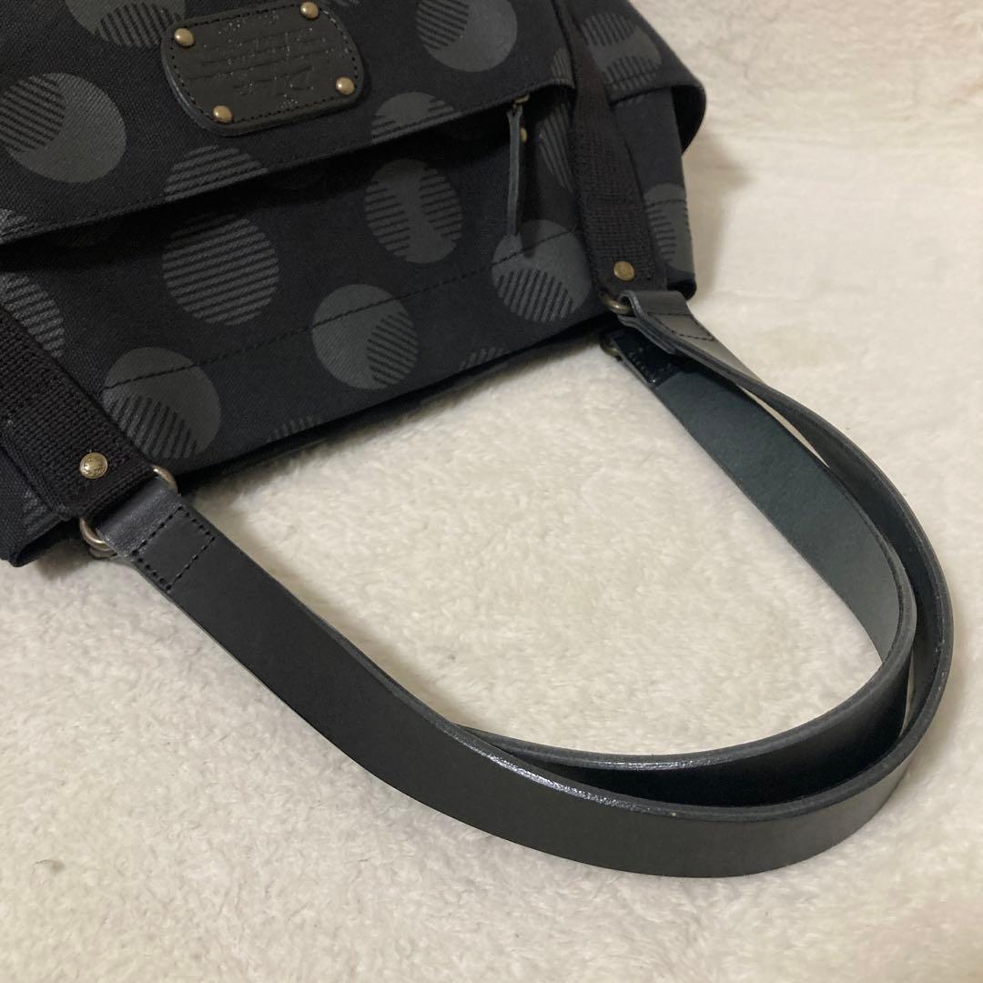 極美品 Dakota ダコタ ピット トートバッグ レザー 水玉 ブラック