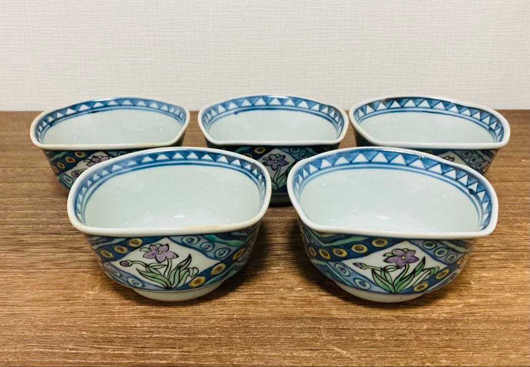 佐藤走波（六代）小鉢　染錦草花文　5客