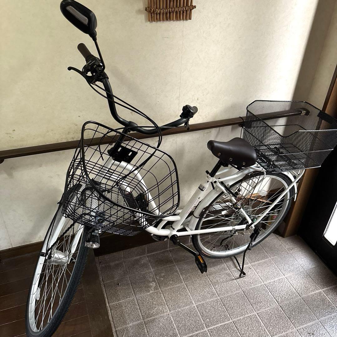 【美品】※直接引き取り 自転車 ママチャリ 前後カゴ付き ミラー付き