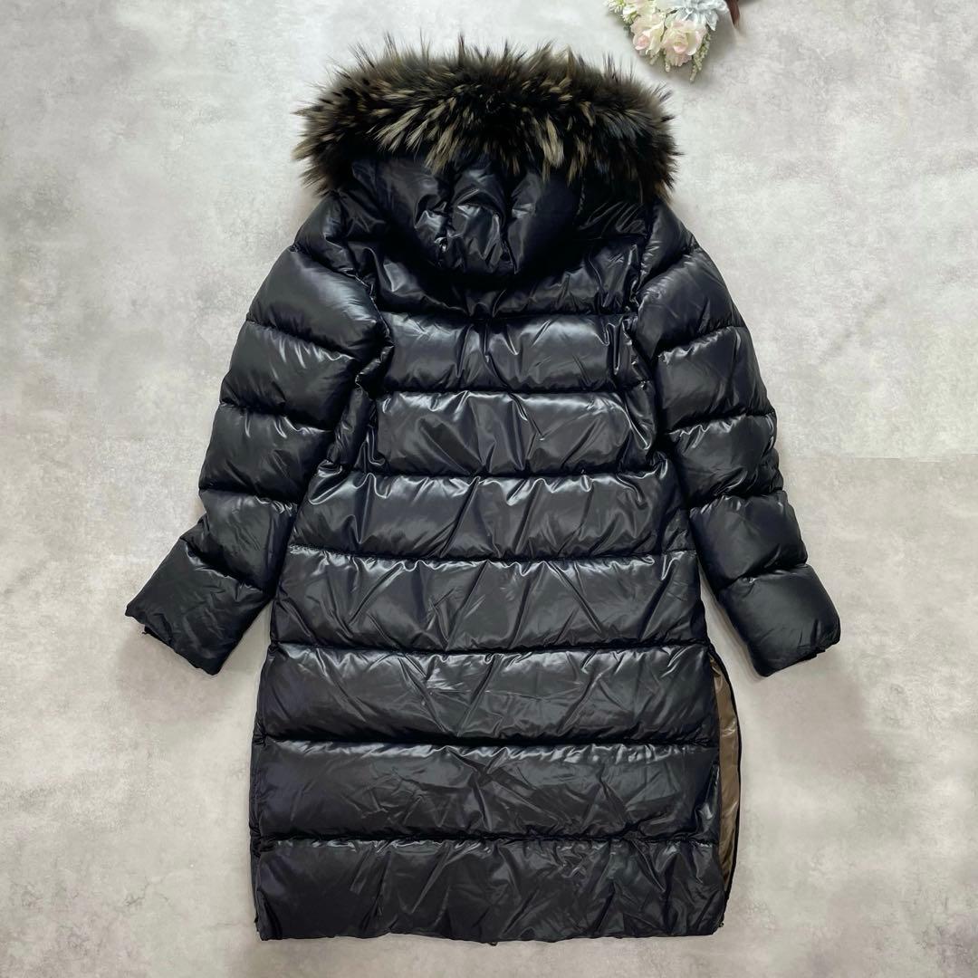 大きいサイズ✨デュベティカ ロングダウンコート 44 黒 フード ファー 2XL
