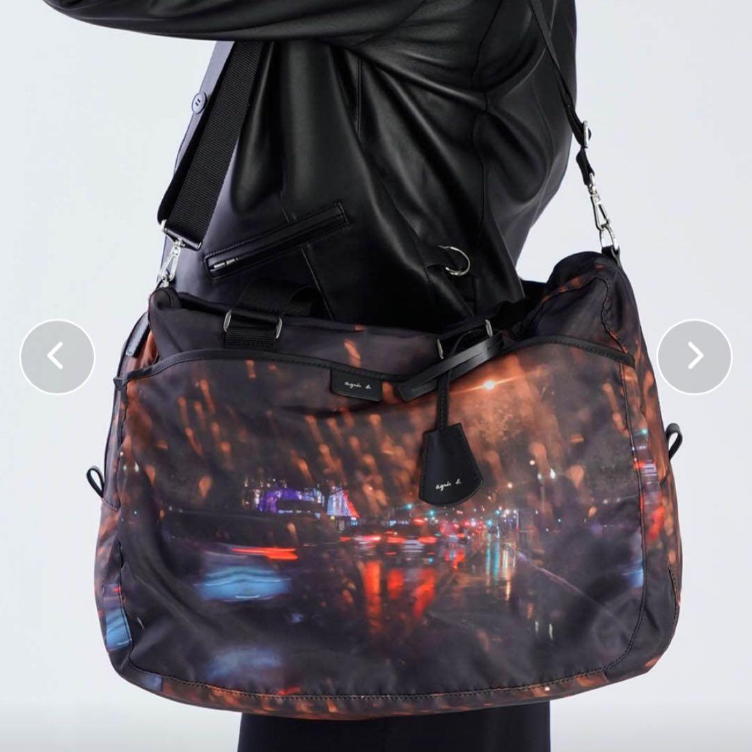 【未使用級】アニエスベー 2way ボストンバッグ フォトプリント 夜景 大容量