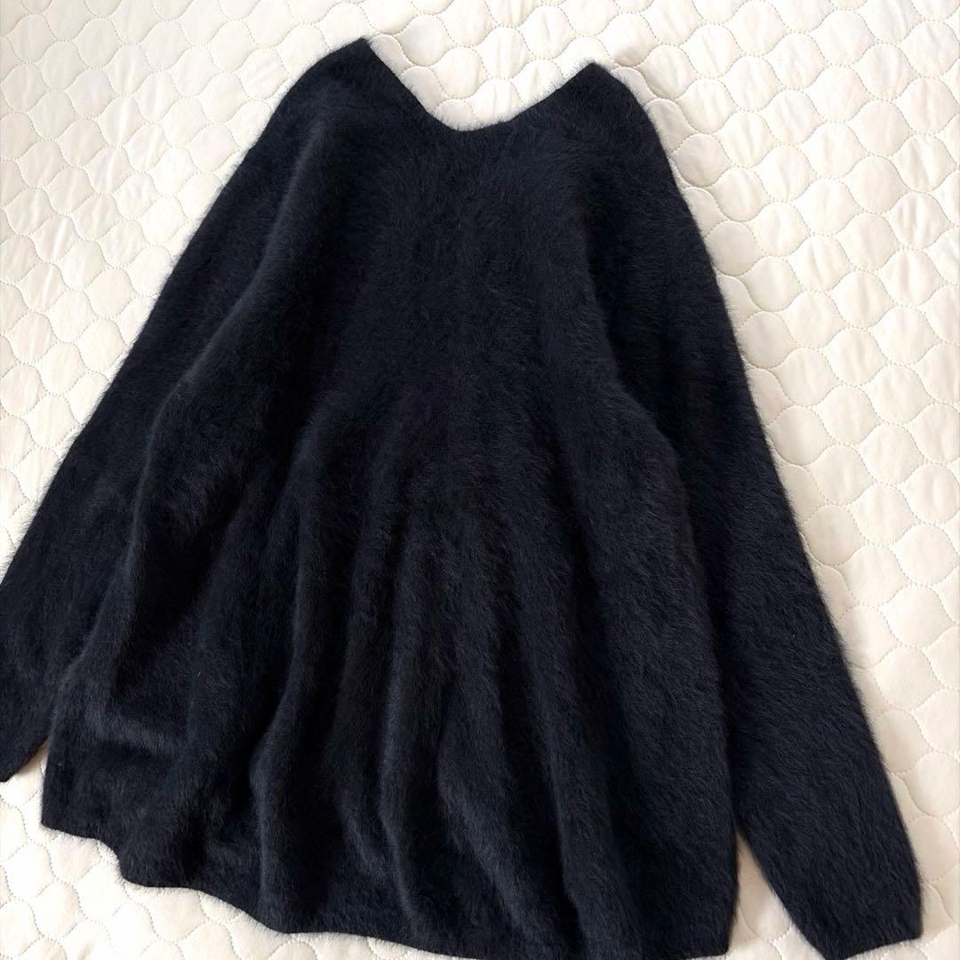 【極美品】BEARDSLEY ファーニットフレアプルオーバー　ニット　ブラック