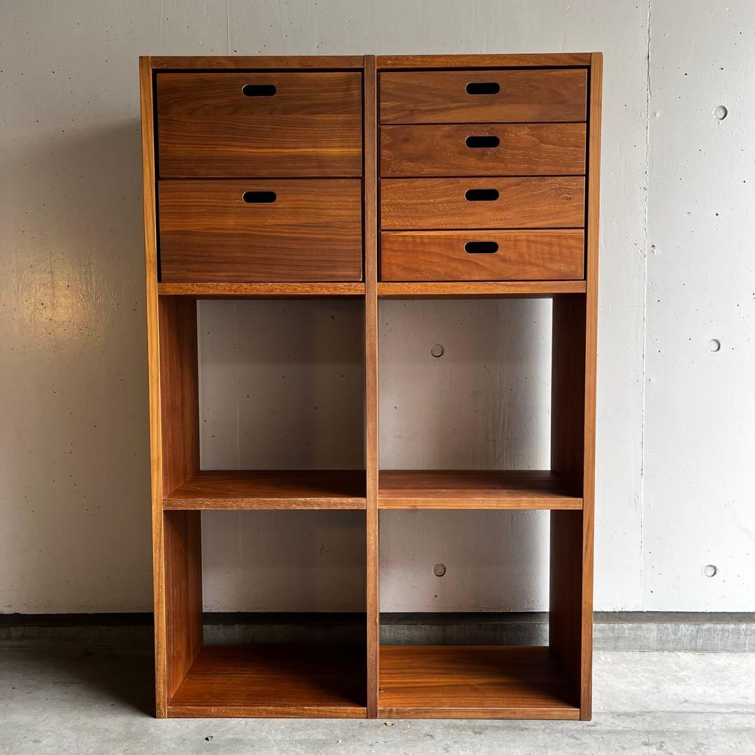 無印★スタッキングシェルフセット・３段×２列・ウォールナット材・チェスト２個付