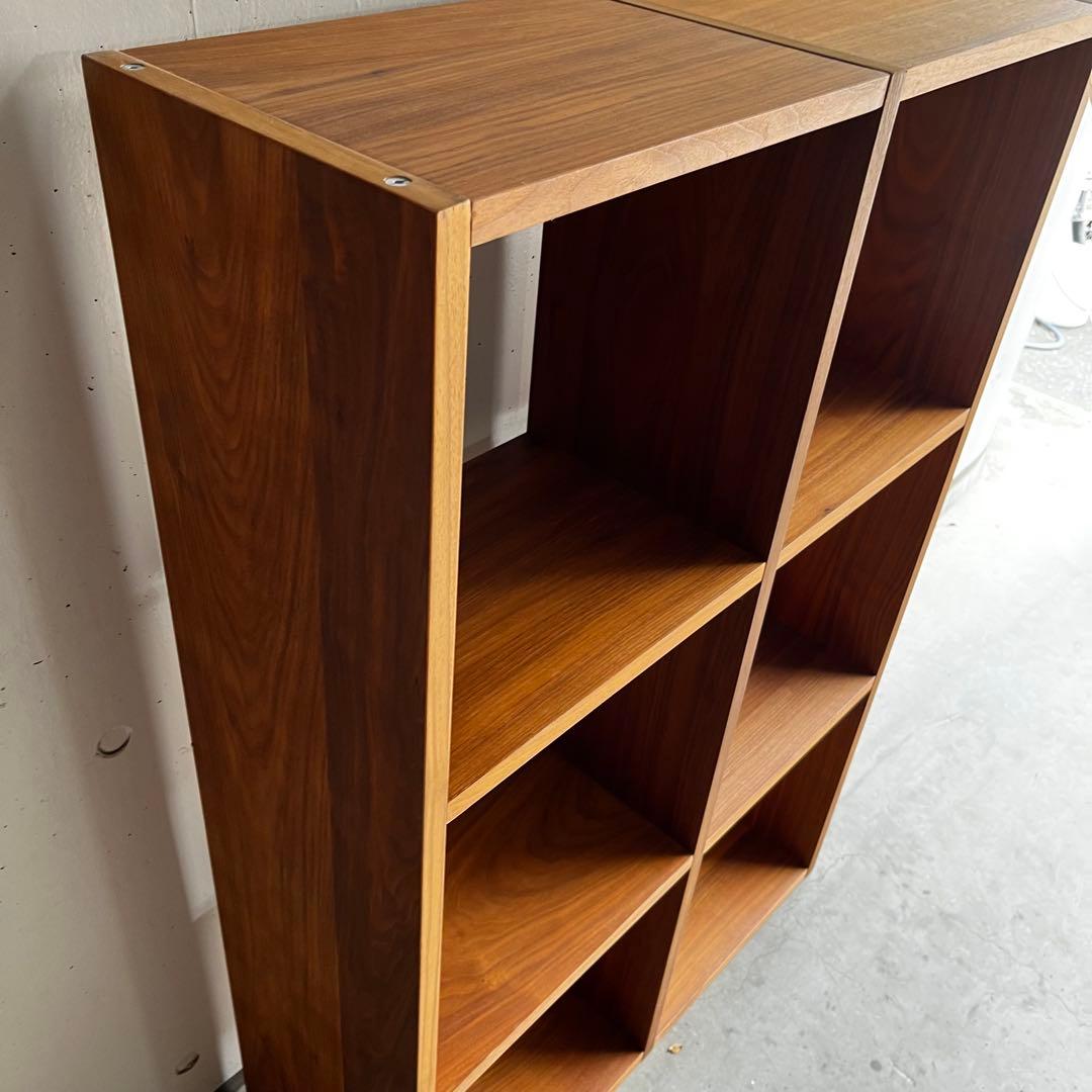 無印★スタッキングシェルフセット・３段×２列・ウォールナット材・チェスト２個付