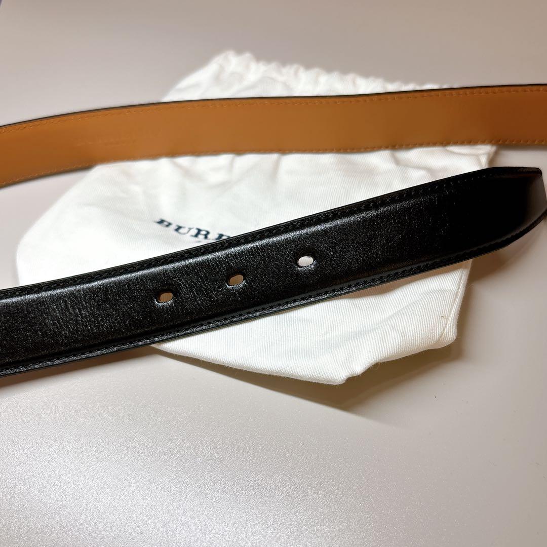 未使用 タグ付き BURBERRY 牛革 レザー ベルト 黒 袋付き