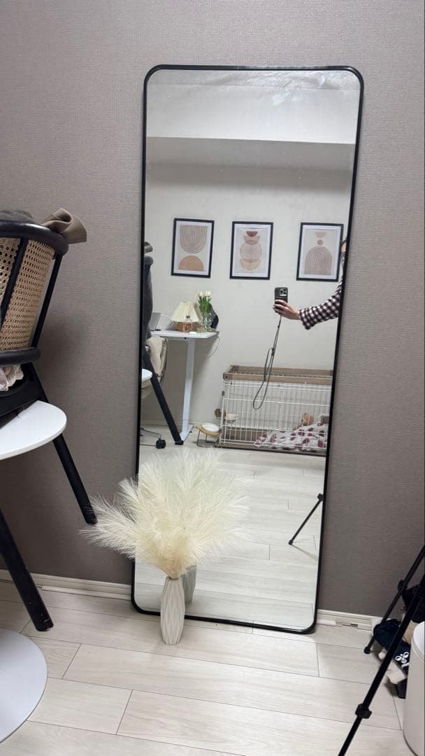 siara ブラック スタンドミラー