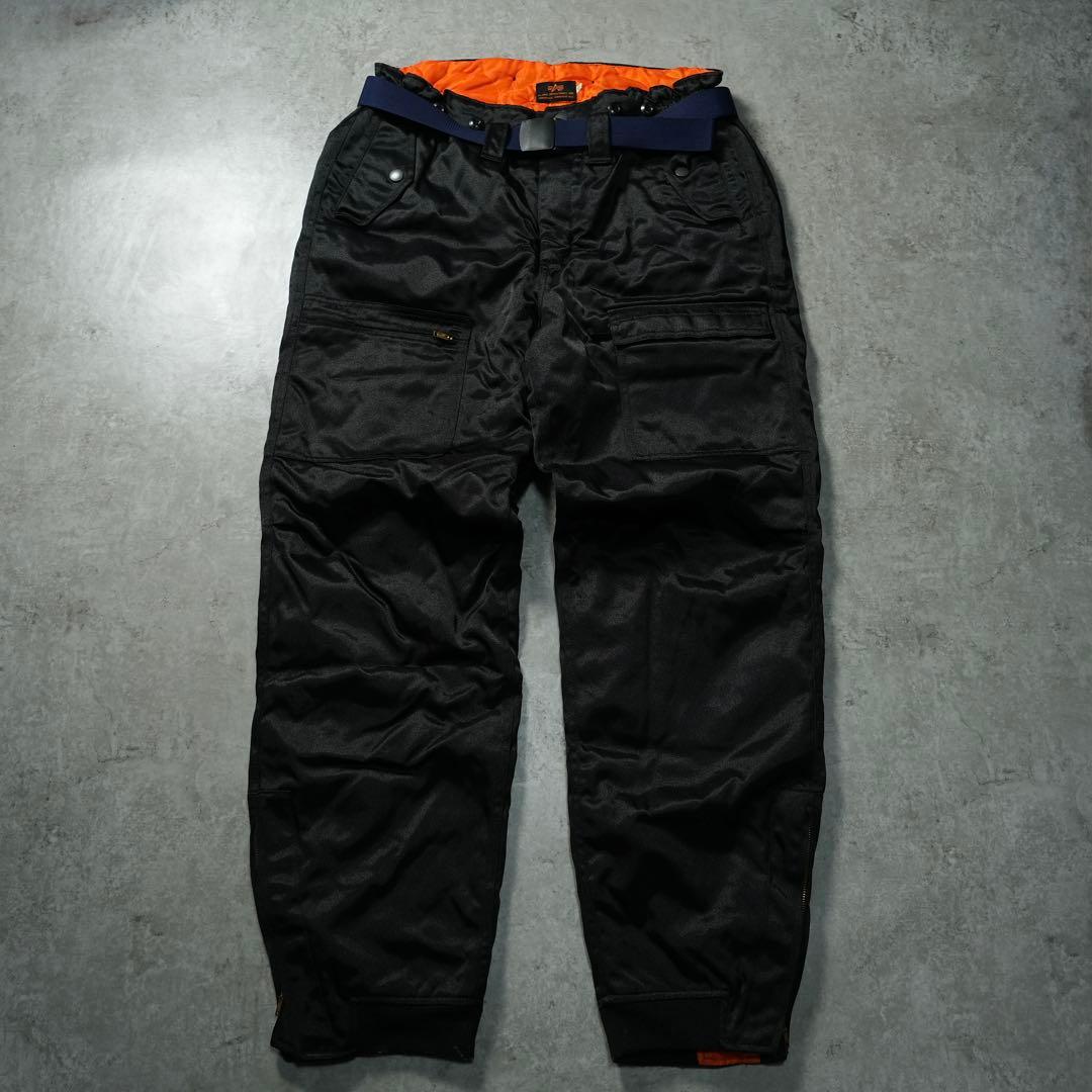 90s ALPHA 中綿 フライトパンツ ブラック 裏地キルティング 暖パン