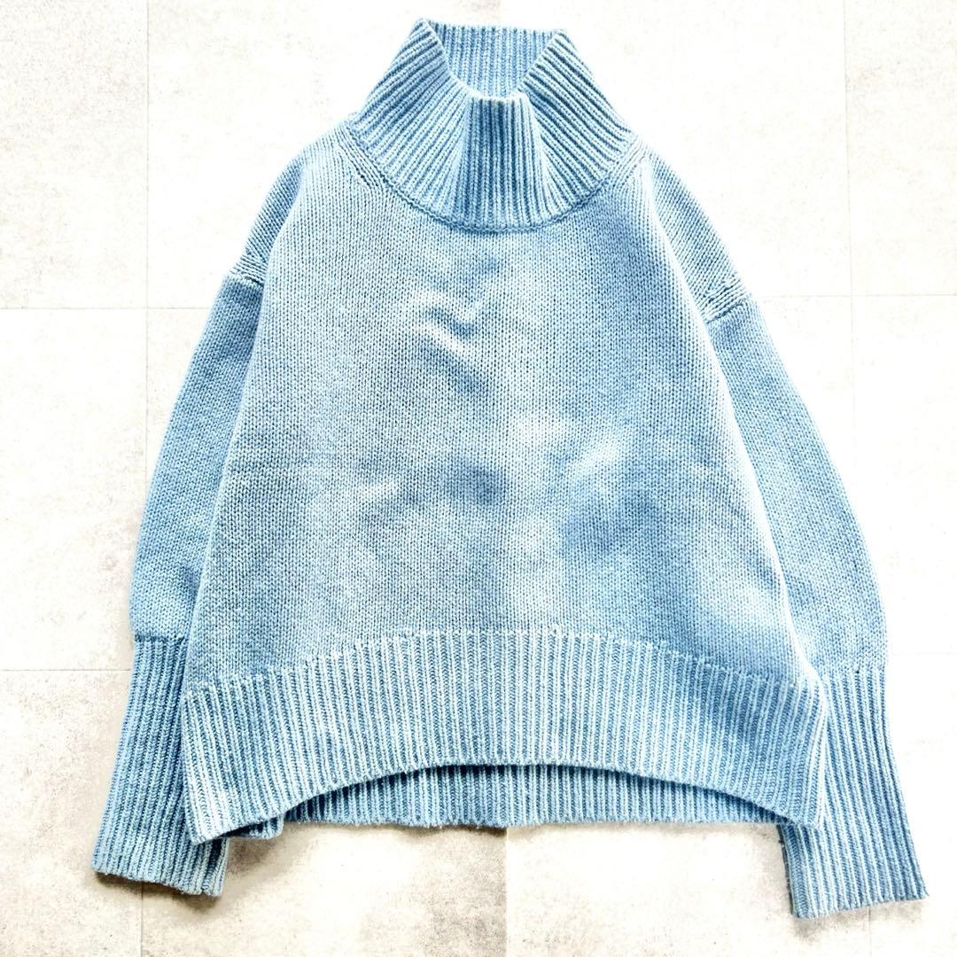 美品　ギャルリーヴィー ファインウール ハイネックプルオーバー 水色