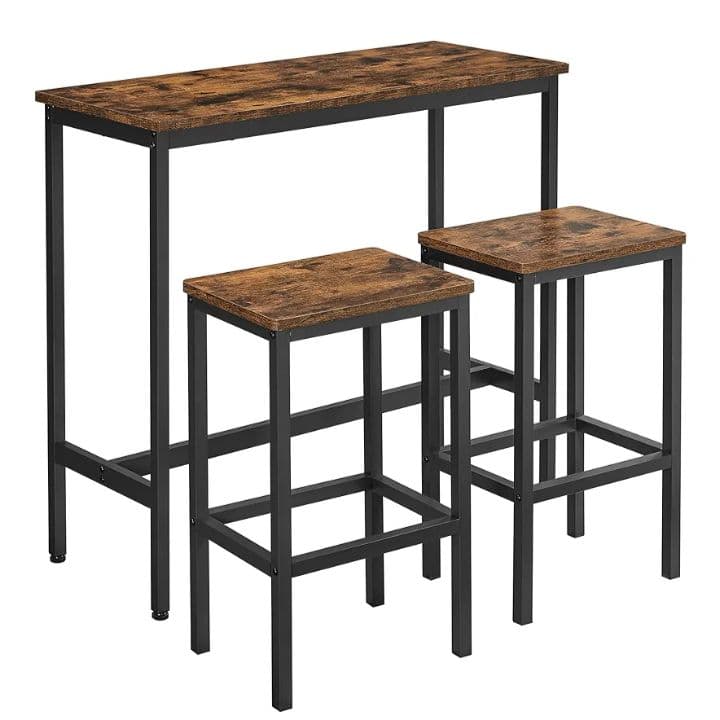 H　VASAGLE　カウンターテーブル　チェア　3点セット　ヴィンテージ　YK