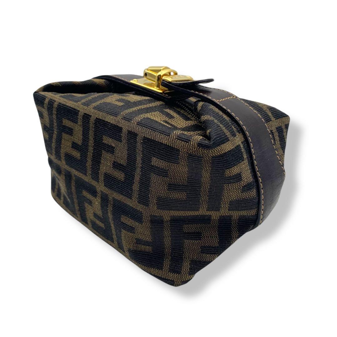 FENDI ズッカ柄　ハンドバッグ　バニティバッグ　キャンバス　レザー