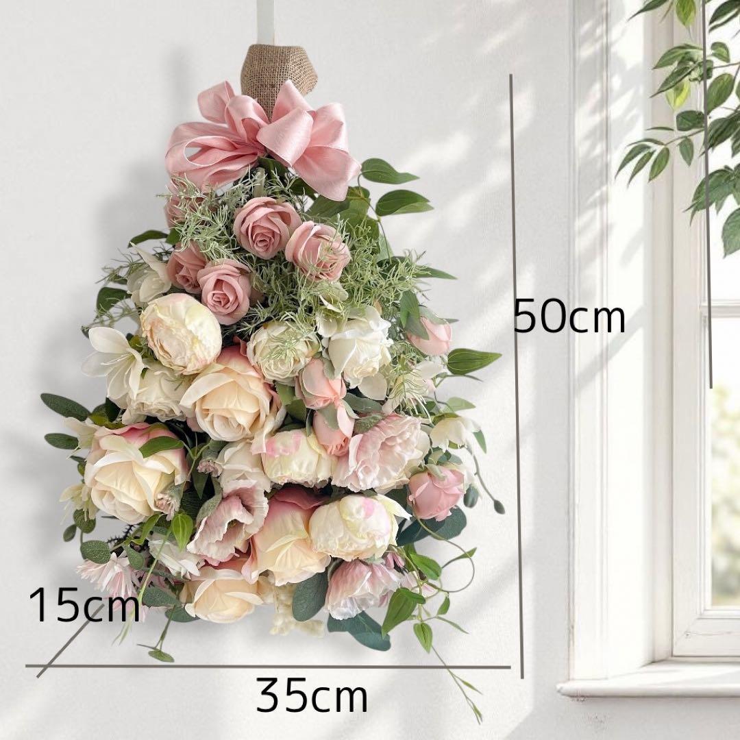 ピンクローズとピオニーのスワッグ｜光触媒フラワー・開店祝い・誕生日ギフト　造花