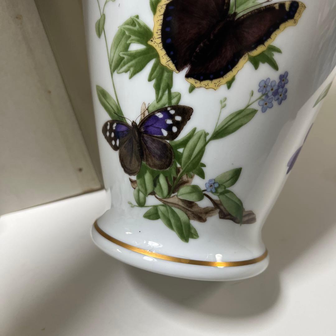 美品　フランクリンポーセリン　フラワーベース　花瓶　花　蝶