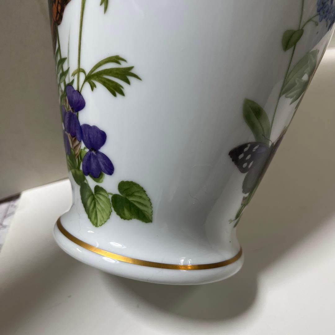 美品　フランクリンポーセリン　フラワーベース　花瓶　花　蝶