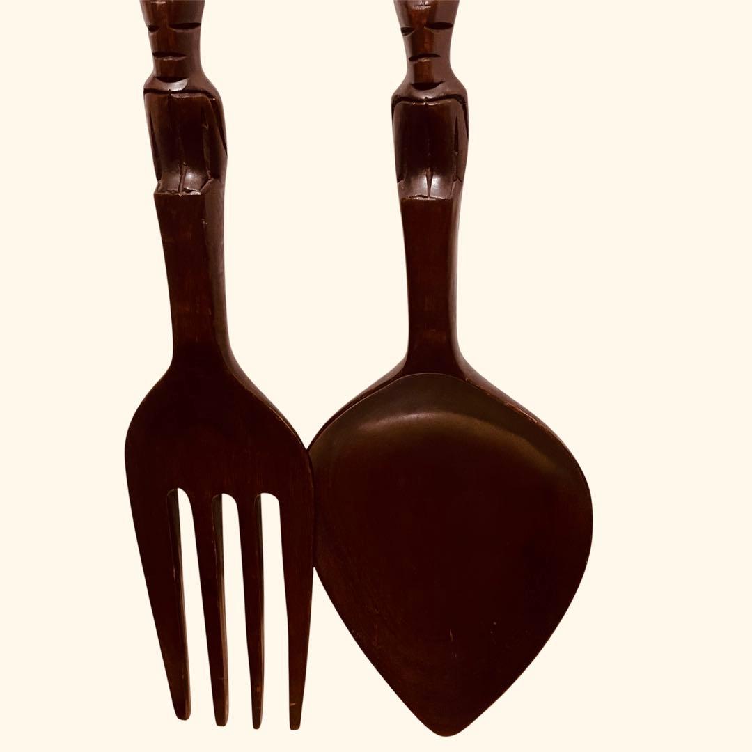 インテリア　巨大　木製　大きなスプーン&フォーク　セット　置き物　置物　オブジェ