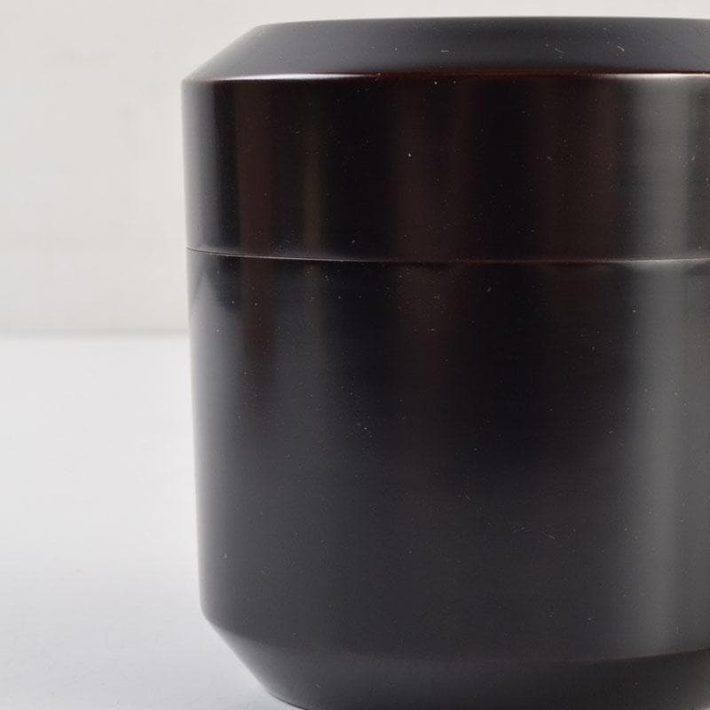 茶道具　塗師　堅地屋清兵衛作　利休形　黒雪吹　棗　共箱　V　9120